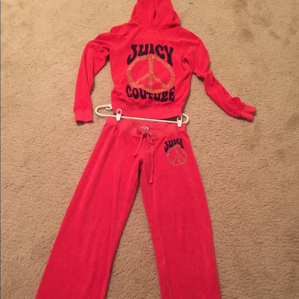 Juicy Couture Tracksuit Jumpsuit set red Peace M